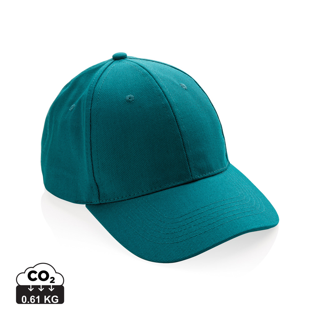 Casquette 6 pans coton recyclé 280 g publicitaire Impact Bleu canard
